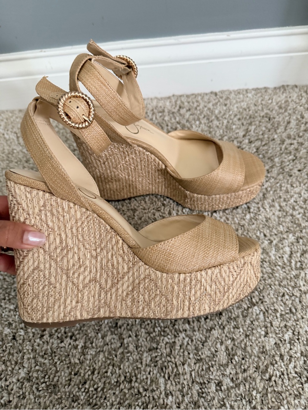 Jessica Simpson Tan Woven Platform Wedge Sandals - Picture 3 of 8